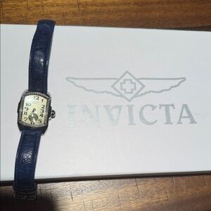 Invicta Blue Leather Strap Women's Watch with Cream Dial
